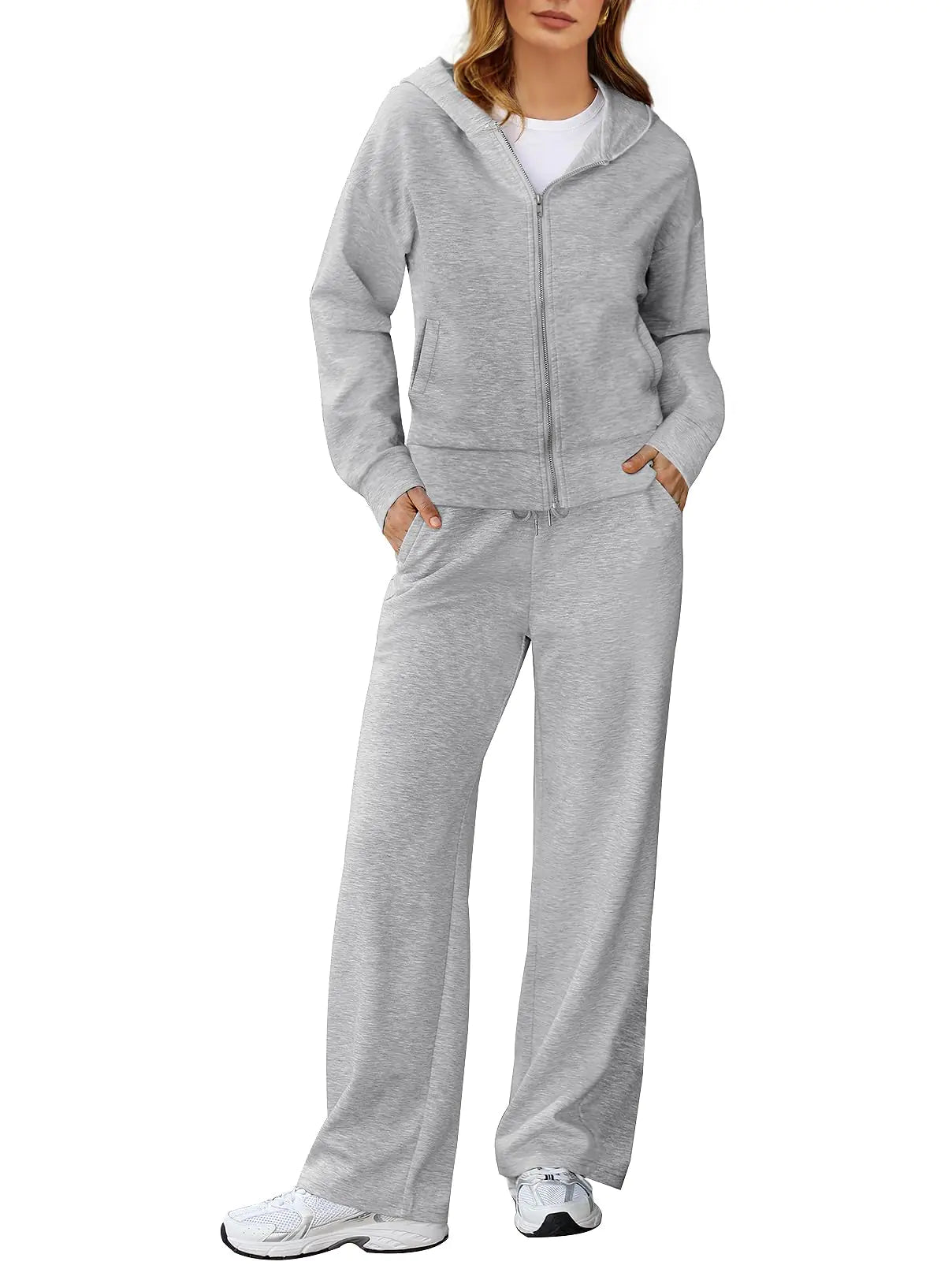 Two Piece Hoodie Sweatsuit with Full Zipper